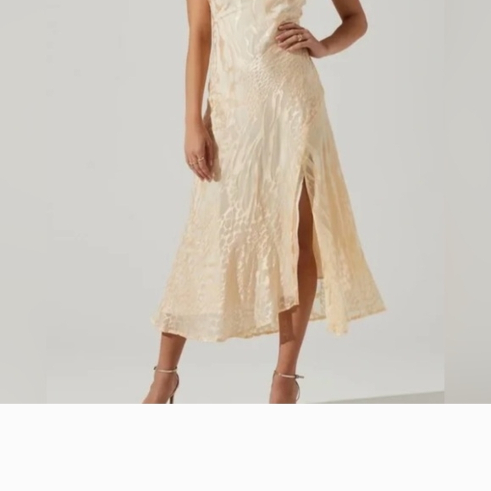 Astr The Label Gaia Burnout Cream Midi Dress